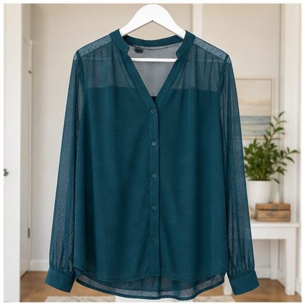 Teal Pleated Blouse